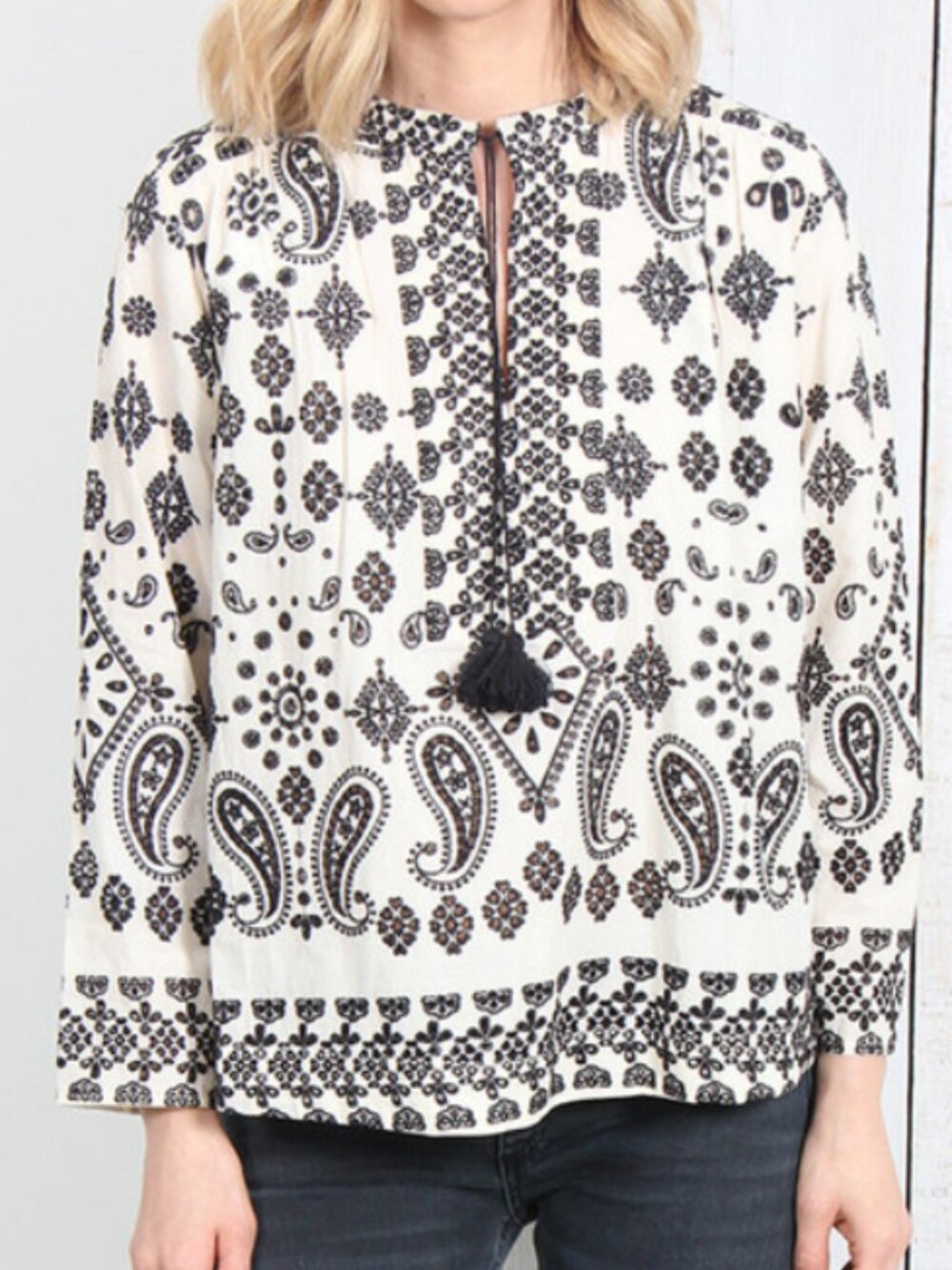 SEA New York Cream Black bandana print Top 10 RT $363